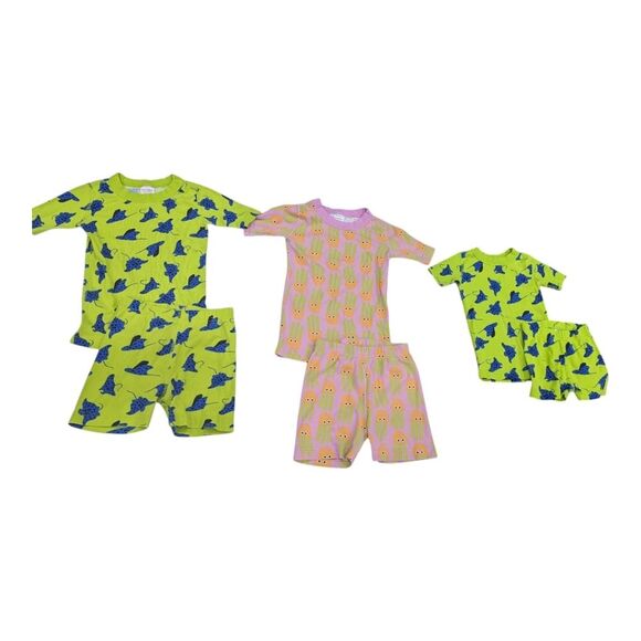 Hanna Andersson Green Pink Jellyfish Short John Organic Cotton Pajamas 120 6 7 - Picture 8 of 8
